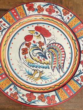 Dine red rooster by HD Designs salad, sandwich, dessert plate SHIPS FREE